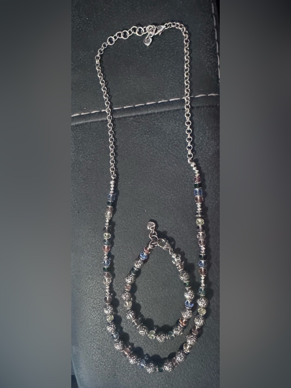 Brighton Silver Necklace and Bracelet Set with Multicolored Beads